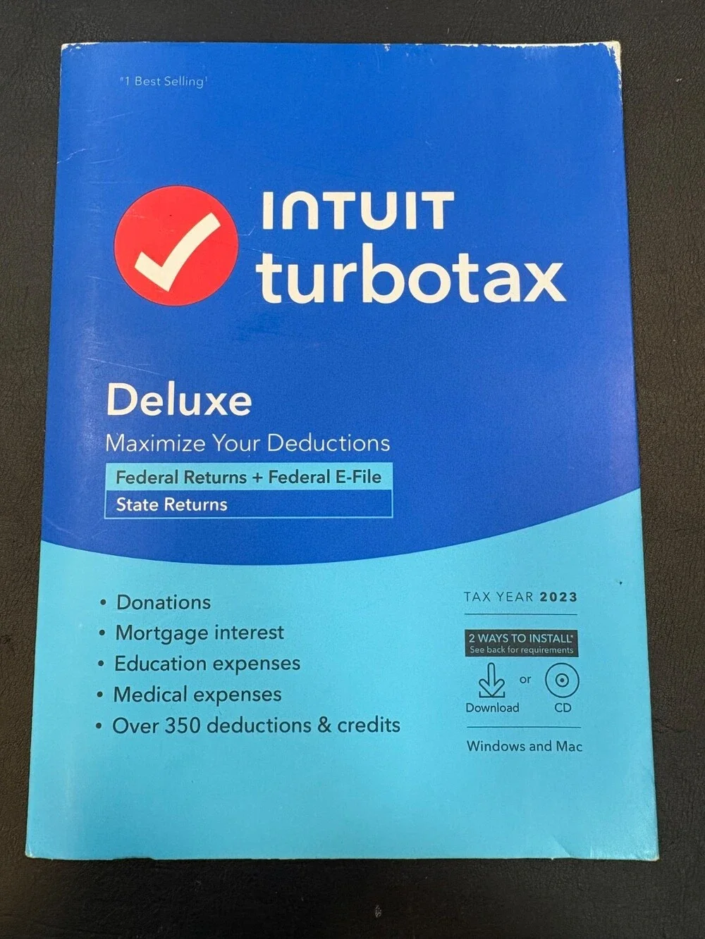 Intuit TurboTax Deluxe 2023 Federal + Federal E-Fil Physical CD license PC/MAC